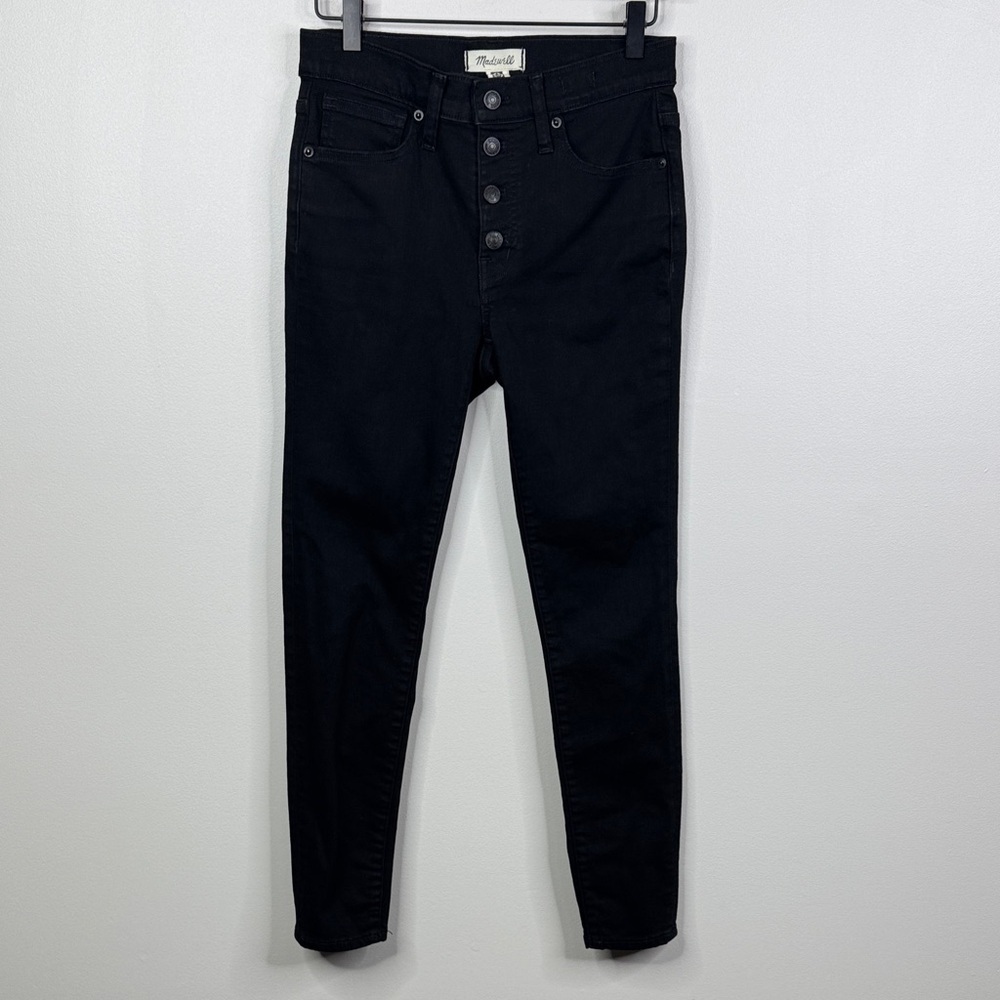 Madewell 9" Mid-Rise Skinny Jeans Button Fly Black 26 Berkeley High Stretch